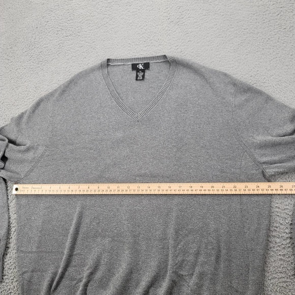 Calvin Klein Sweater Mens XL Gray V-Neck Long Sleeve Pull over Elastic Waist - Picture 13 of 14